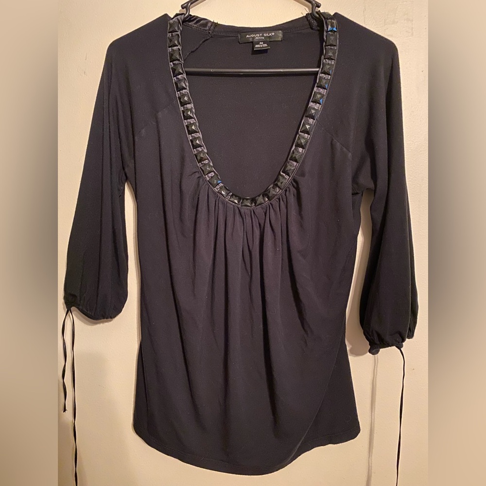 3/4 Sleeve top with embellished neckline - PM